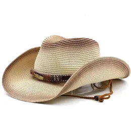 Hüte mit breiter Krempe, Western-Cowboyhüte aus Stroh für Herren und Damen, Sonnenschutz am Meer, Sonnenschutzhut, Retro-Stil, lässiger UV-Schutz-Strohhut für den Sommer