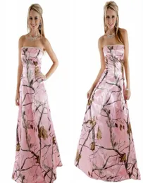 Vintage Country Pink Camo Gelinlik Kristal Boncuklu Straplez Boyunla Realtree Bir çizgi gelin elbiseleri Düğün Giysileri2124875
