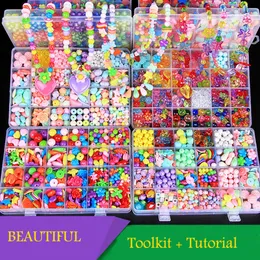 Jogos de festa artesanato 24 grade diy contas artesanais brinquedos para crianças com conjunto de acessórios menina tecelagem pulseira jóias fazendo criativo crianças presente