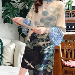 Casual Dresses Chinese Qipao Dress Knee Length Fashion Lady Women Cheongsam For Holiday Dating Formal Events Birthday Gift Evening Party