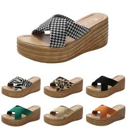 High Women Slippers Fashion Heels Sandals обувь летние платформы кроссовки Тройной белый черный коричневый зеленый Col 52