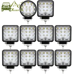 XuanBa Barra luminosa da lavoro a led quadrata rotonda da 4 pollici per auto auto 12V 24V moto camion fuoristrada UAZ SUV 4WD fascio di inondazione guida nebbia Lam4026574