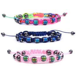 Zmiana temperatury Kolor Bead Kamienna Bransoletka Regulowana Braidite Hematit Stone Bracelets For Women Girls Modna biżuteria