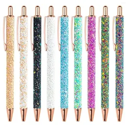 54 cores glitter bling canetas esferográficas metal brilhante lantejoulas retráteis fantasia para mulheres suprimentos tinta preta ponto médio 1.0mm