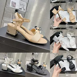 High Heel Women Sandals Designer Leather Mid Heels High Shoes Summer Beach Sexy Luxury Wedding Shoes With Box 534