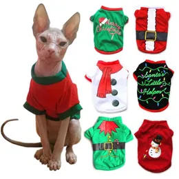 Dog Apparel Christmas Series Printed Costume Pure Cotton Vest Puppy Shirt Clothes For Small Dogs Xmas Pet Sphynx Cat Kitten244i