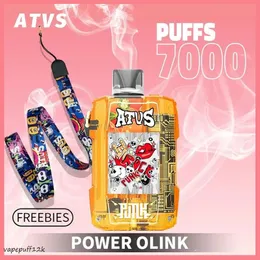 ATvs warship 7000 puffs replaceable e-liquid, rechargeable, electronic cigarette with display 5% puff 7k vaper 7k puff vapes