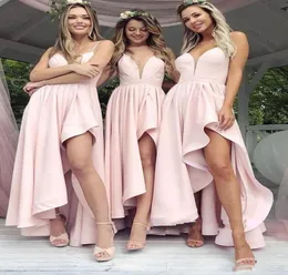 2018 baby pink A Line Bridesmaid Dresses Sexy Spaghetti Maid Of Honor Gowns Ruffle wedding guest Dresses Custom MAde4679733