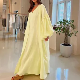 Sexy Vneck Sleeveless Long Dress Cardigan Suit Women Casual Puff Sleeve Outfits Fashion Cotton Linen Loose Solid 2Pc Set 240301