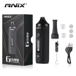 Original Anix Gemini Dry Herb Vaporizer 2200mAh OLCD Skärm Display Temperaturstyrning Herbal Vape Pen Type-C USB-satser