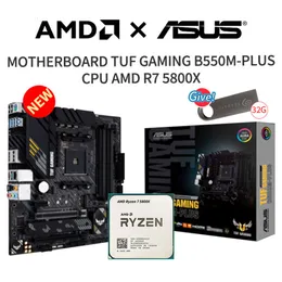 New ASUS TUF Gaming B550M-Plus Motherboard + AMD R7 5800X CPU Sucket AM4 بدون مروحة