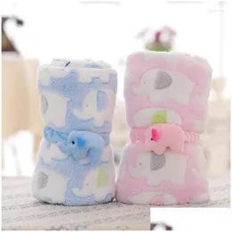 Cobertores Swaddling Elefante Bonito Dos Desenhos Animados Bebê Cobertor Nascido Ar Condicionado Colcha Coral Veet Travesseiro Produtos de Dupla Utilização Drop Delivery Ki Otsjc