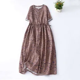 High End Small Size Dress Womens Younger Fashion Cotton And Linen Floral Skirt Summer