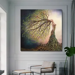 Reliabli Art Abstract Girl Tree Hair Posters Canvas Painting Wall Art Pictures for Living Room Home Decoration Modern Prints1692