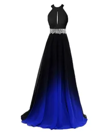 Настоящие платья для выпускного вечера с бретелькой на шее, шифоновое платье с градиентом, длинные вечерние платья из бисера, вечерние платья, Vestidos De Novia, на заказ6878339