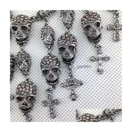 المختنقات Skl Head Skeleton Cross Tassel Detting Asse Jewelry European Sier Gun Black Plated Sploy Clear Rh Dhgarden Dhw6c