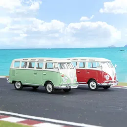 1 24 Car Alloy Vehicle Bus Diecast Model Edition Travel Taxi Toys Collection Ornaments Gift 240306