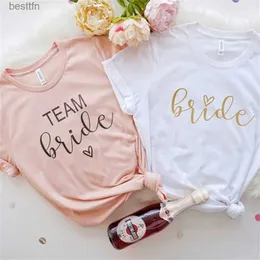 Camiseta feminina despedida de solteira equipe noiva t camisa festa de casamento ulzzang camiseta cato feminino curto topos 240311