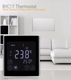 Termostato programável semanal para aquecimento de piso, tela lcd sensível ao toque, controlador de temperatura ambiente, termostato branco backl2250145