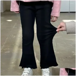 Pantaloni 2024 Ins Primavera Autunno Kid Ragazze Pantaloni Tinta unita Versatile Elastico in vita Moda Bambino Svasato Bambini Consegna di goccia Bambini Ma Otjvj