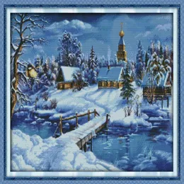 Um mundo de gelo e neve decoração de sala pintura artesanal ponto cruz bordado conjuntos de costura contados impressão em tela dmc 14ct 11219w