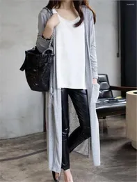 Women's Knits Korean Women Thin Kimono Cardigan Long Sleeve Loose Side Split Shawl Outerwear Sunscreen Clothing 3318