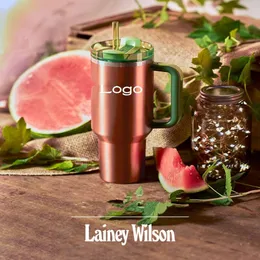 11 cópias com logotipo quencher h2 0 40oz copos de aço inoxidável copos de melancia tampa e palha carro de 2ª geração mugs235b