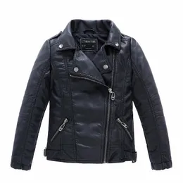 Brand Fashion Classic Girls Boys Black Motorcycle Leather Jackets Casaco infantil para a primavera outono 2-14 anos 240329