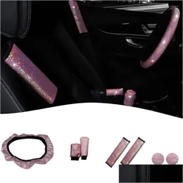 Capas de volante Ers Handbrake Er Pink Shoder Pads 37-38cm Fácil de armazenar Four Seasons Drop Delivery Automóveis Motocicletas Inter Otvkz