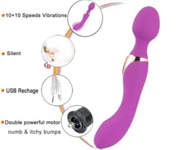 Ricarica USB Doppia testa Av vibratore bacchetta magica massaggiatore giocattoli del sesso per le donne vibratori del punto G stimolazione del clitoride massaggio masturbatore colori524