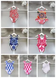 Moda crianças totem impresso uma peça swimsuit designer bebê crianças carta colete traje de banho ins meninas férias spa praia natação s1177