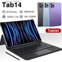 Mobiltelefone 2024 Neues Tablet Pad Tab14 8,0-Zoll-Android-Tablet 16G + 1 TB 8800 mAh PC 108 MP Global 5G Dual-SIM-Karte Q240312