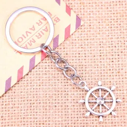 Nyckelringar 20st Fashion Keychain 28x24mm Ship's Wheel Helm Rudderhängen Diy Men smycken bil Key Chain Ring Holder Souvenir för gåva