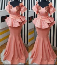 Różowa mermmaid wieczorna sukienka z koralików na ramię spektional wielkości spektamena okazja suknie balowe szata de soiree8839763