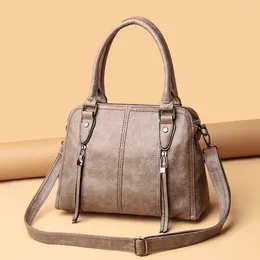 Sacos de noite Kmffly marca vintage borla casual tote bolsa designer bolsas mulheres luxo 2024 couro macio ombro bolsas femininas