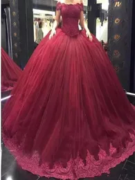 2019 Wino Red Quinceanera Sukienki 15 impreza formalna podłogowa suknia balowa celebrytka formalna suknia imprezowa vestidos de 15 anos QC12852475287