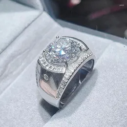 클러스터 반지 Meibapj 5 S 11mm Big Moissanite 보석 남성용 다이아몬드 반지 925 스털링 실버 파인 웨딩 쥬얼리