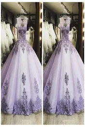 2021 Sexy Lilás Quinceanera Vestidos Jewel Lace Apliques Cristal Frisado Ilusão Sem Mangas Doce 16 Plus Size Party Prom Dress Ev2240588