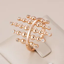 Klusterringar kinel lyx glansig sfärisk länk Big 585 Rose Gold Color Fashion Natural Zircon Ethnic Bride Daily SMEEXKE 2024