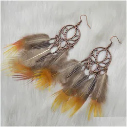 Charm Idealway Bohemian Brown Feather Long Drop Earrings For Women Party Fashion Jewelry Delivery Dhgarden Dhicx