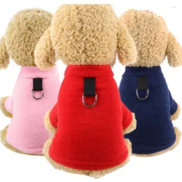 Dog Apparel Fleece Cat Hoodies Winter D-Ring Coat Jacket för Navy Red Pink Pet Clothes Puppy Kitten Sweatshirt Chihuahua Yorkie