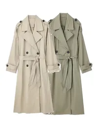 Willshela moda feminina com cinto sólido duplo breasted trench vintage lapela pescoço mangas compridas feminino chique senhora outfits 240228