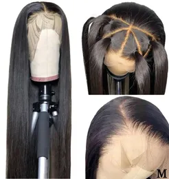 360 spets frontala peruk före plockad naturlig hårfäste 150 densitet mittförhållande peruansk rak remy spets frontala mänskliga hår wigs4139775