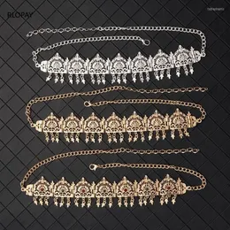 Headpieces Metal Wedding Hair Pieces in Gold Rhinestone Tassels Brudtillbehör Luxur Silver Headband Arabic Brides Chain261p