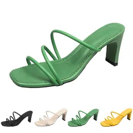 Gai Slippers Women Heels Sandals Shoes High Fashion Triple Black Black Yellow Gregn Brown Color115 936 736 112