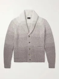 Magionista di maglione cappotti autunno e maglieria primaverile Brioni a squarciali di lana a costine di lana di lana da cardigan