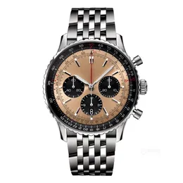 Mens Automatic Mechanical Watch 50mm 2024 Ny Mens Watch Quartz Luxury Navitimer B01 Dial Brand Chronograph Belt Steel Strap Högkvalitativ armbandsur B-7