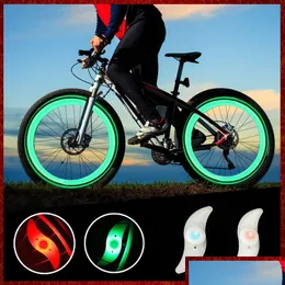 Andra motorcykeltillbehör 1USD LED Flash Tire Light Bike Wheel Vae Cap Car Bikes Bicycle Tire Lamp 9 Colors Flashlight Blue Green R OTRGD