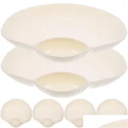 Dinnerware Sets 6Pcs Dumpling Plate With Sauce Compartment Serving Holder Platter Tray Drop Delivery Home Garden Kitchen Dining Bar Otojj