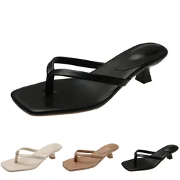 Высокие сандалии тапочки Gai Shoes Women Fashion Heels Flip Flops Summer Flat Cronkers Тройные белые черные зеленые коричневые цвета62 734 746 876
